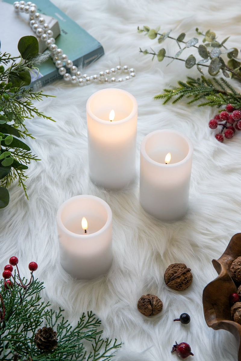 LED Candles With Remote Timer (Set of 3) - White