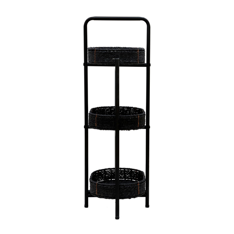 Modern 3 Tier Handwoven Side Table With Oval Organizer