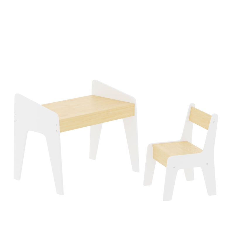 Table Set With 1 Chair, Children Study Table For Ages 2 - 8 - White