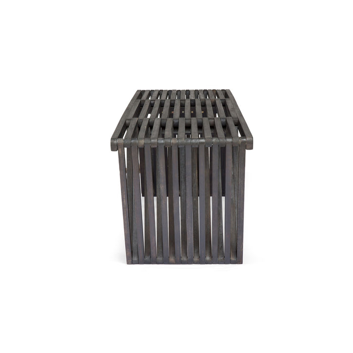 Gloaming - Outdoor Bench With Slat Design And Triangular Base - Dark Gray