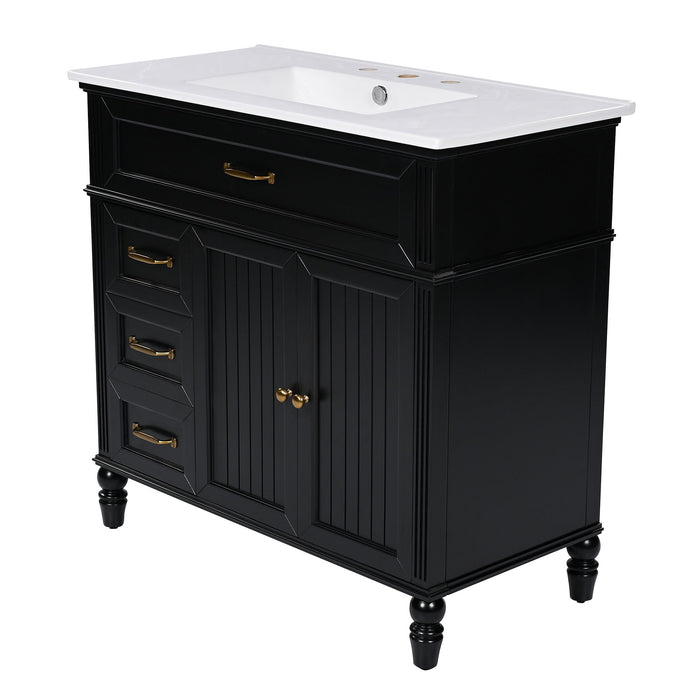 Bathroom Vanity With Sink, 2 Doors 2 Drawers, Freestanding Design
