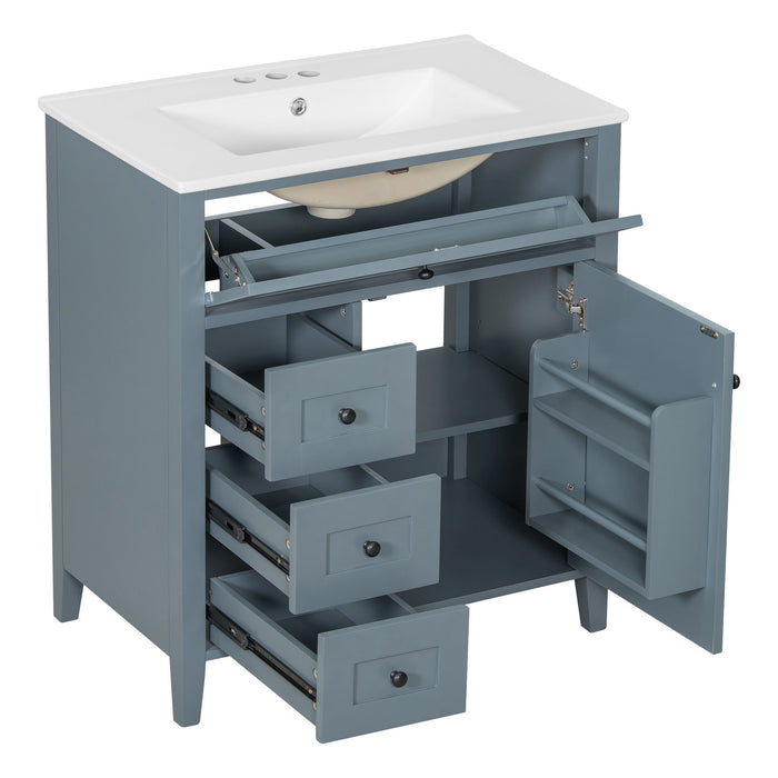 Bathroom Vanity With Sink, 3 Drawers And Adjustable Shelf, Freestanding Storage Unit