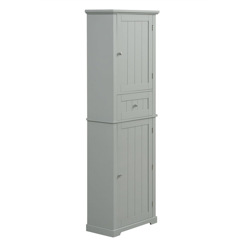 Tall Freestanding Bathroom Storage Cabinet With Drawer And Adjustable Shelf