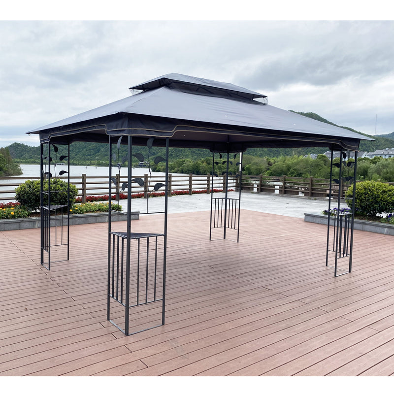 Patio Gazebo Tent With Ventilated Double Roof And Mosquito Net For Backyard Or Garden