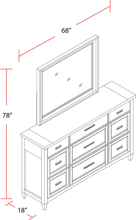 Americana Modern Bedroom - 9 Drawer Dresser