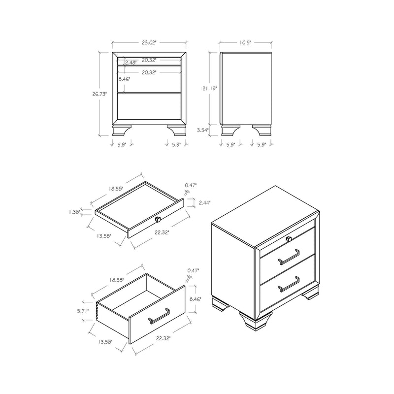 Civic - 5 Piece Storage Bedroom Set With Bookcase Headboard
