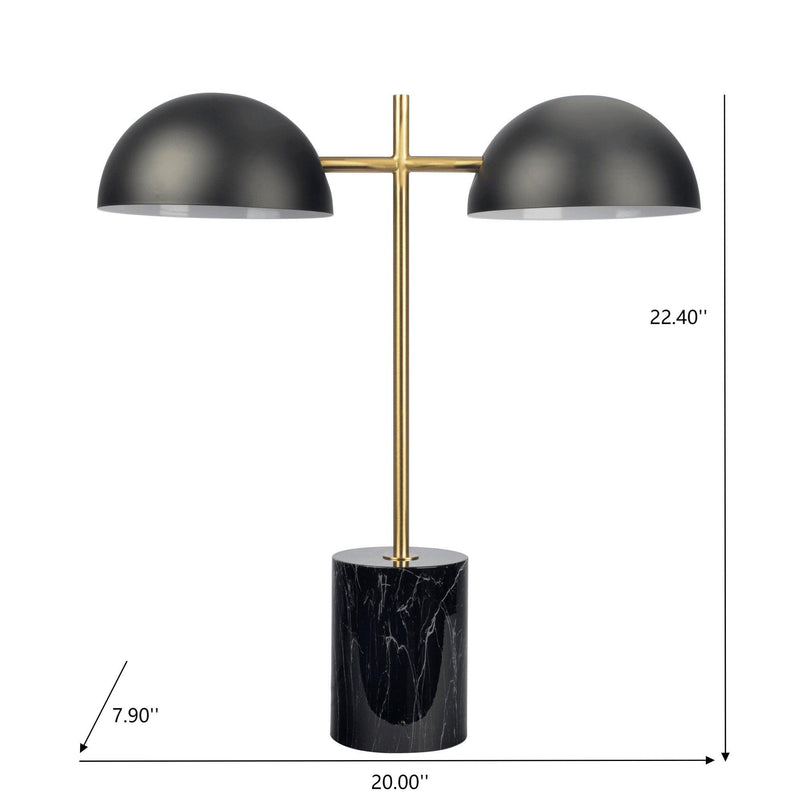 Nova - Hydro Table Lamp With On / Off Switch Double Lamp - Black / Gold / Marble