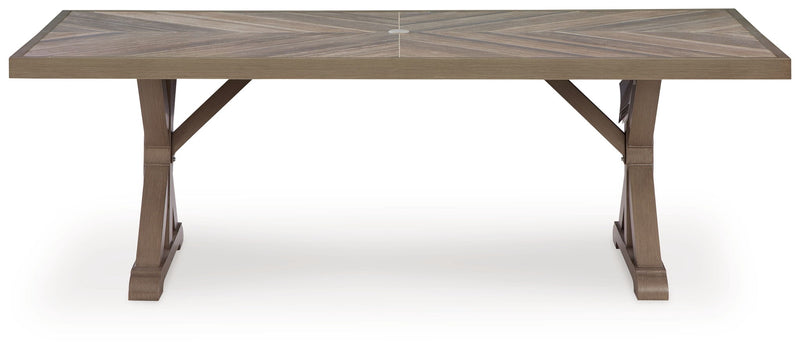 Laguna Heights - Rectangular Dining Table With Umbrella Option - Beige