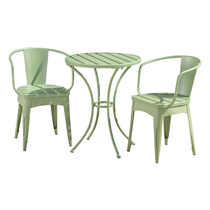 3 Piece Bistro Set With Table And 2 Chairs - Green