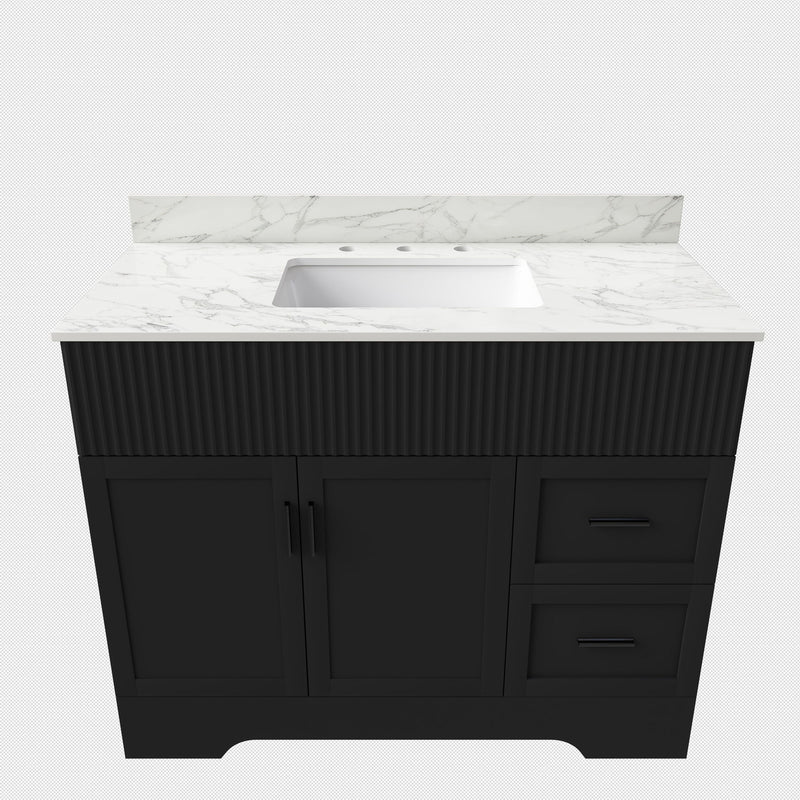 Bathroom Vanity Set, Soft Close Doors & Drawers, 3 Faucet Holes, Sink Included - Black