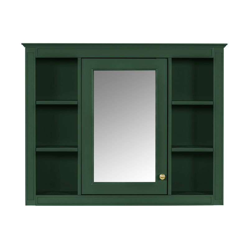 Wall Mounted Medicine Cabinet With Mirror, Storage Cabinet Featuring 6 Open Shelves And Adjustable Interior
