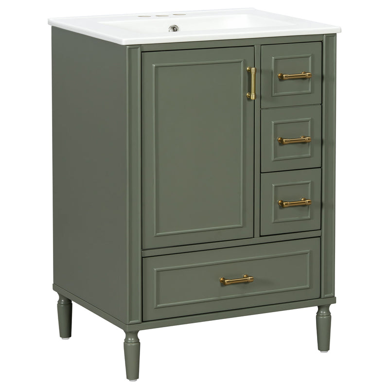 Modern Bathroom Vanity With Sink, Soft Close Doors, 3 Drawers