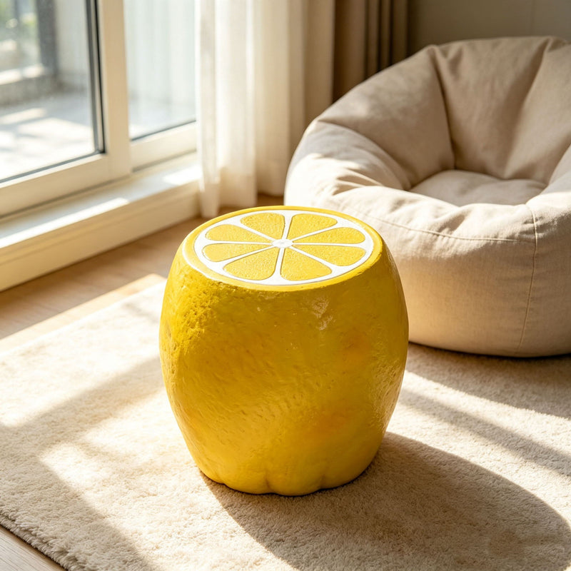 Lemon Fruit Stool, Ideal For Indoor Outdoor Home Decor - Yellow