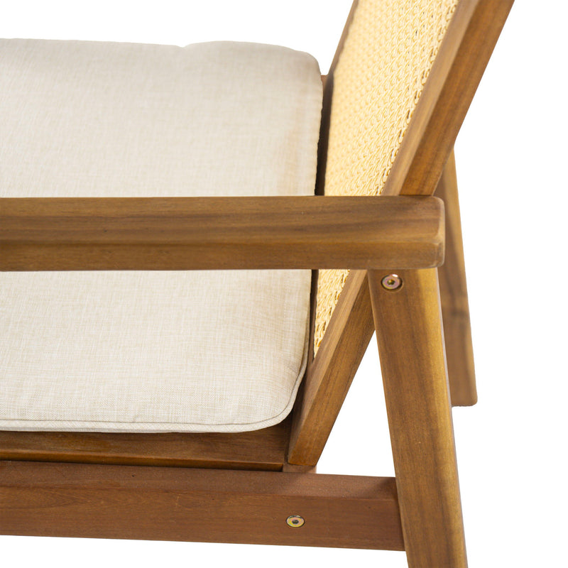 Preston - Outdoor Dining Chair With Cushion (Set of 2) - Teak / Beige