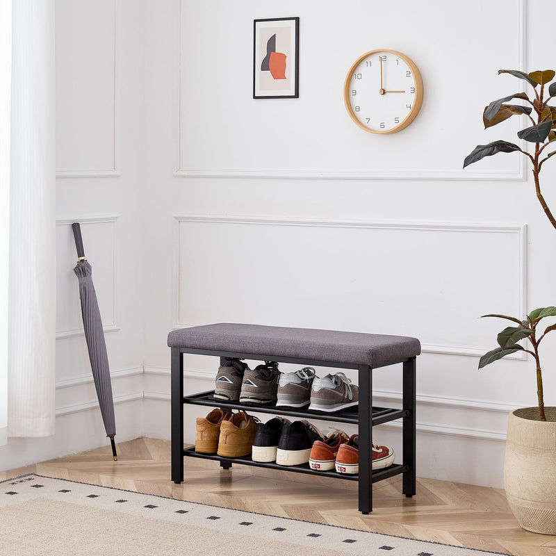 Shoe Bench With Cushion, Storage Seat For Entryway