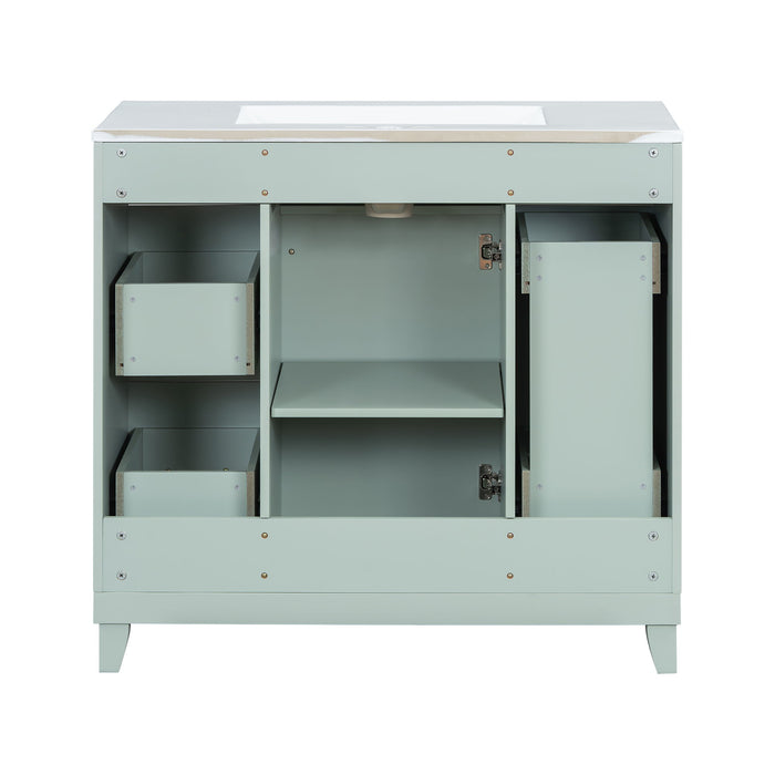Bathroom Vanity With Ceramic Sink, Soft Close Doors, Adjustable Shelves