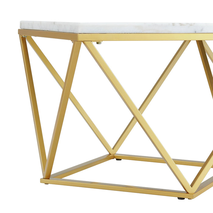 Riko Rectangular Coffee Table W/Gold Metal Leg