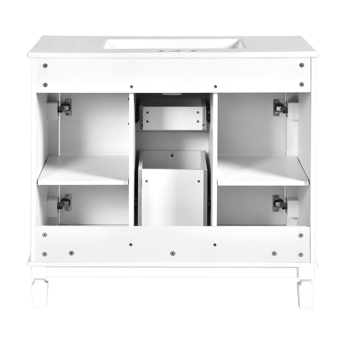 Bathroom Vanity With Top Sink, Basin On Cabinet With 2 Soft Closing Doors And 2 Drawers