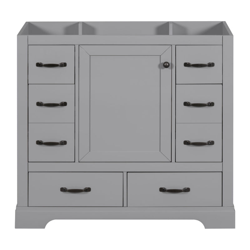 Modern Bathroom Vanity Base Only, 6 Drawer Storage With Adjustable Shelf