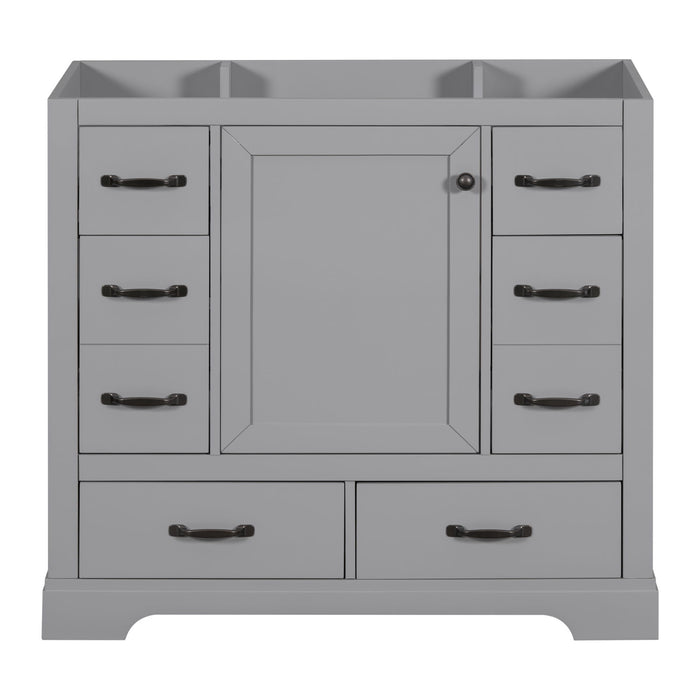 Modern Bathroom Vanity Base Only, 6 Drawer Storage With Adjustable Shelf
