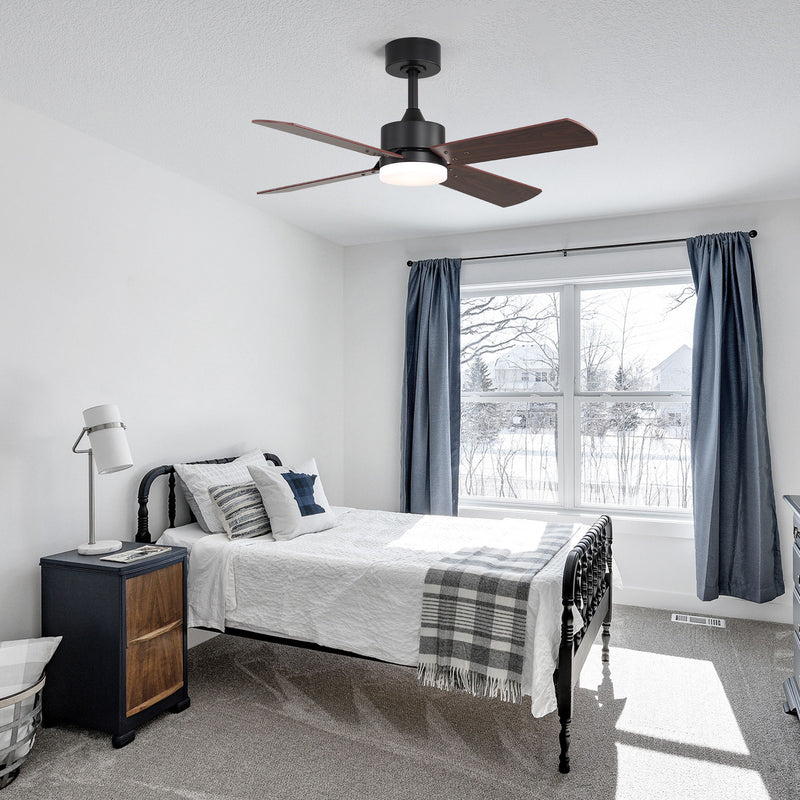 42" Ceiling Fan With Light And Memory Function, DC Reversible Motor, 4 Blades