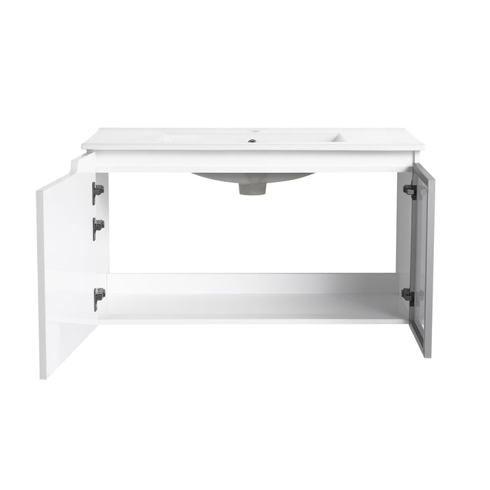 Wall Mounted Bathroom Vanity With Sink, 2 Soft Close Doors, Cabinet & Half Door
