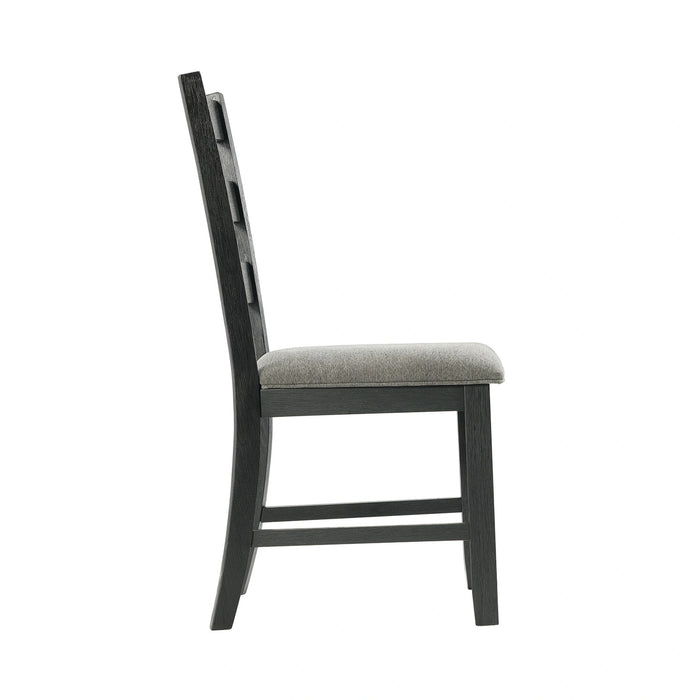 Martin Side Chair with Grey Fabric - Black Finish (2 Per Carton)