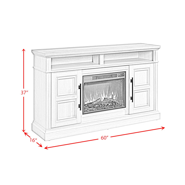 Villa Console with 23"" Fireplace Insert in White & Natural