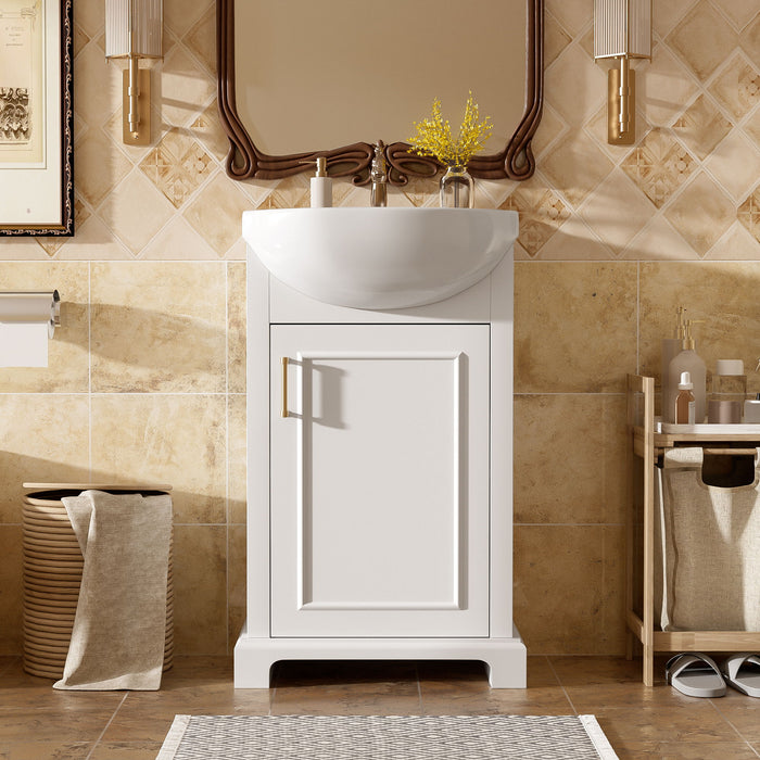 20" Bathroom Vanity With Bulged Sink, Freestanding Single Vanity Set, Soft Close Door