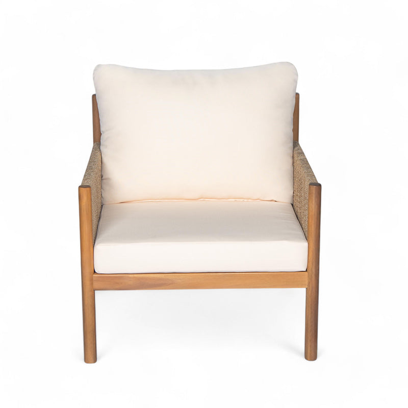 Modern Outdoor Woven Lounge Chair With Solid Wood Frame - Teak