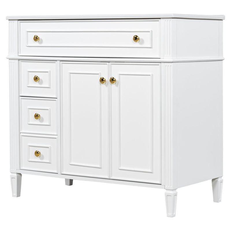 Bathroom Vanity With Sink, 3 Drawers & 2 Doors