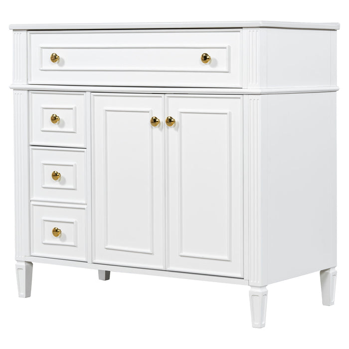 Bathroom Vanity With Sink, 3 Drawers & 2 Doors
