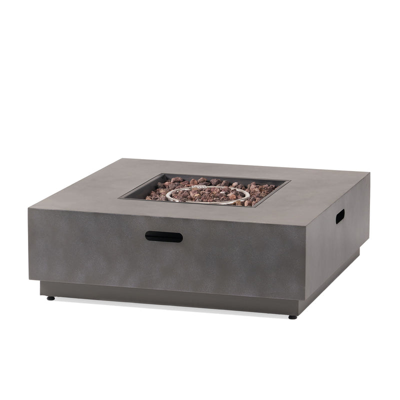 Modern Square Iron Fire Pit 50, 000 Btu - Stone Gray
