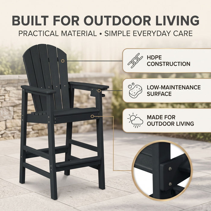 Bar Height Adirondack Chair With Cup Holder And Armrests