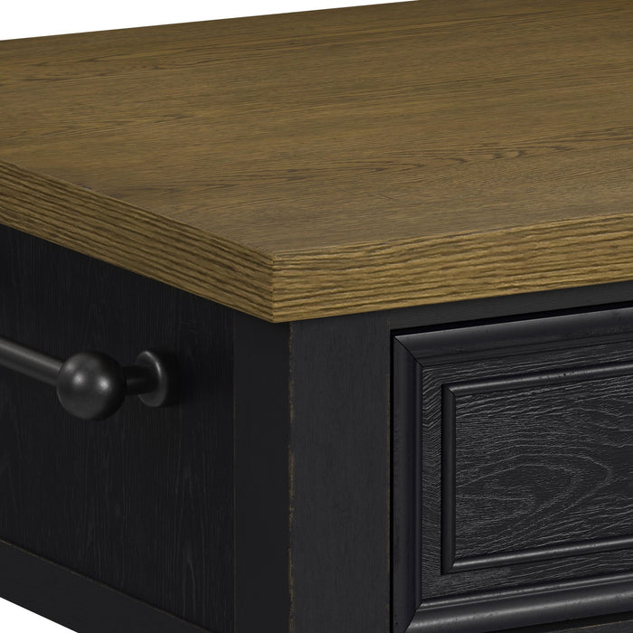 Heritage - Chopping Block Island With Casters - Oak Brown And Black