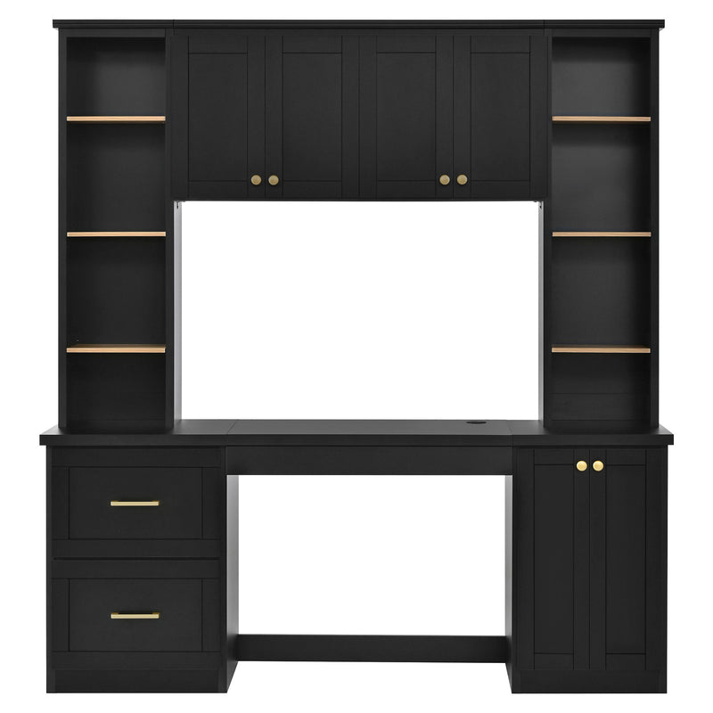 Computer Desk With Hutch, Workstation With Desk Grommet & Keyboard Tray