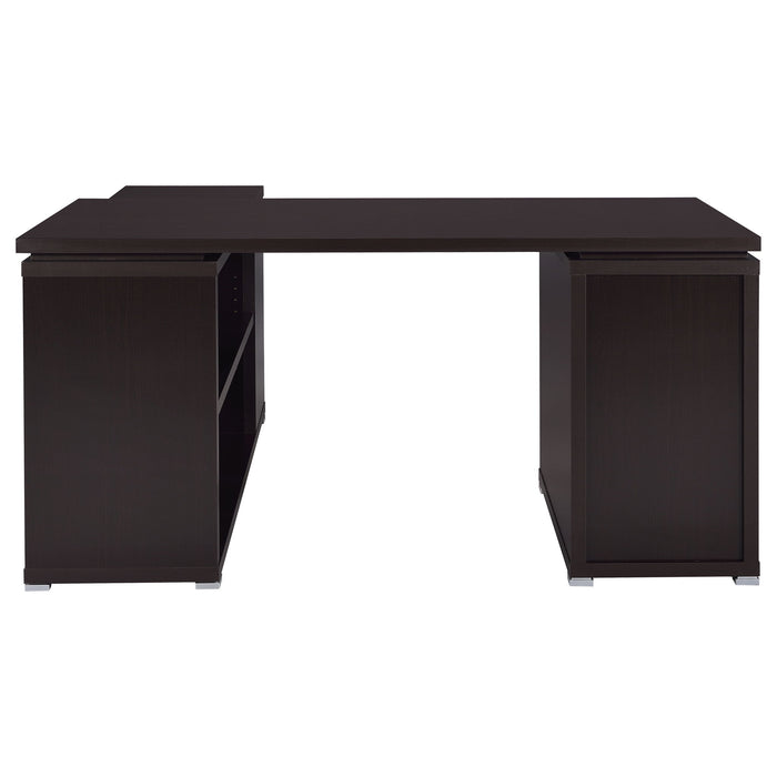 Tona - L-Shape Computer Desk With 3 Drawers And 5 Shelves