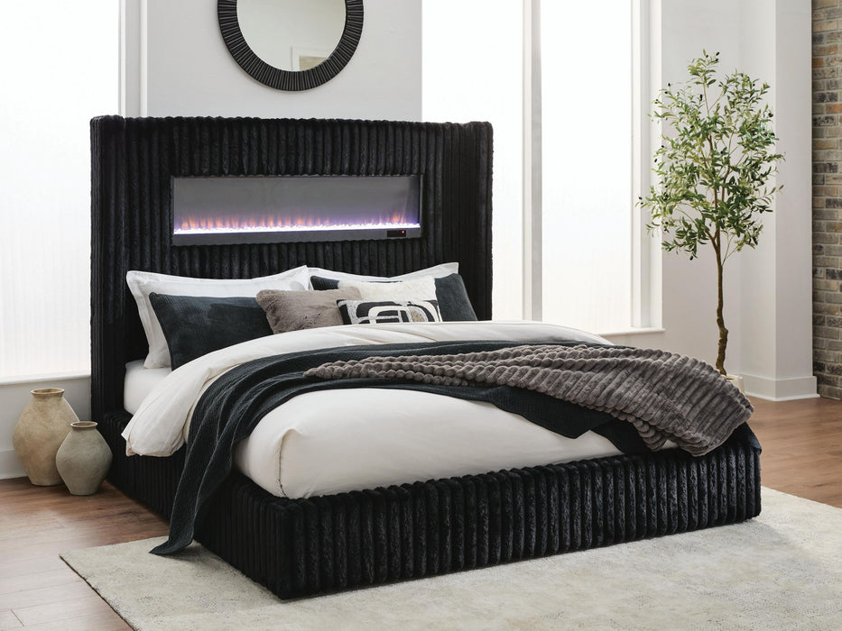 Tayleena - Upholstered Bed With Fireplace And Wireless Audio