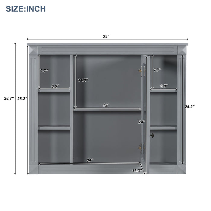 Bathroom Vanity With Top Sink, Mirror Cabinet, 2 Soft Closing Doors & 2 Drawers