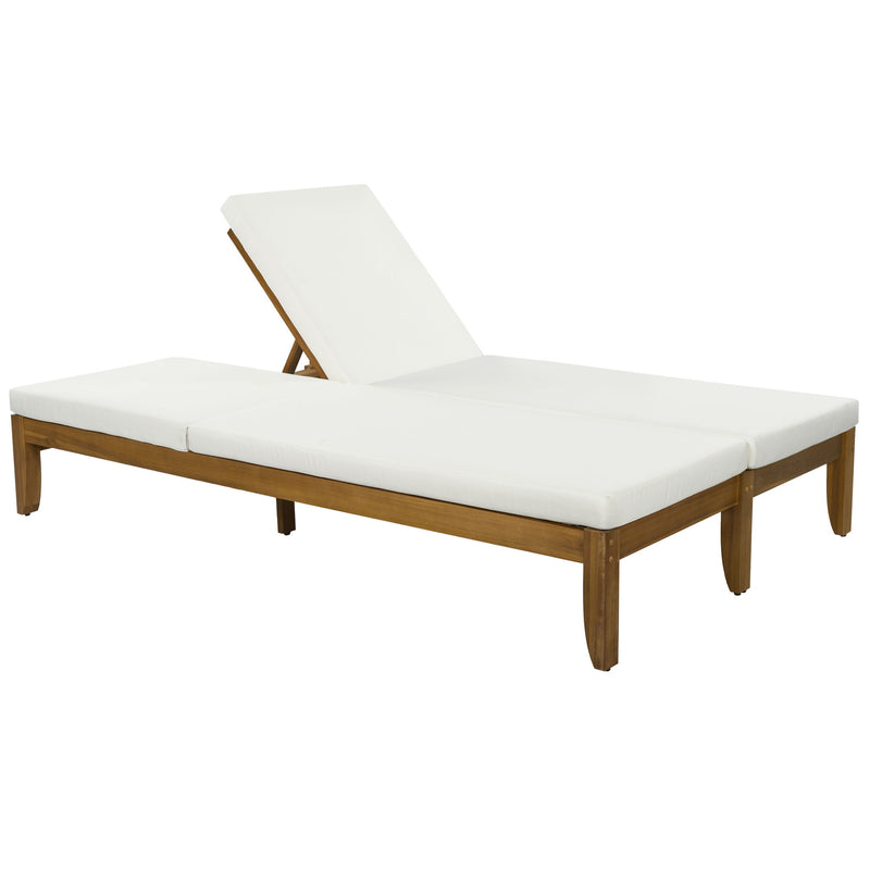 Adjustable Outdoor Patio Lounge Chair 2 Seater Recliner - Beige / Natural