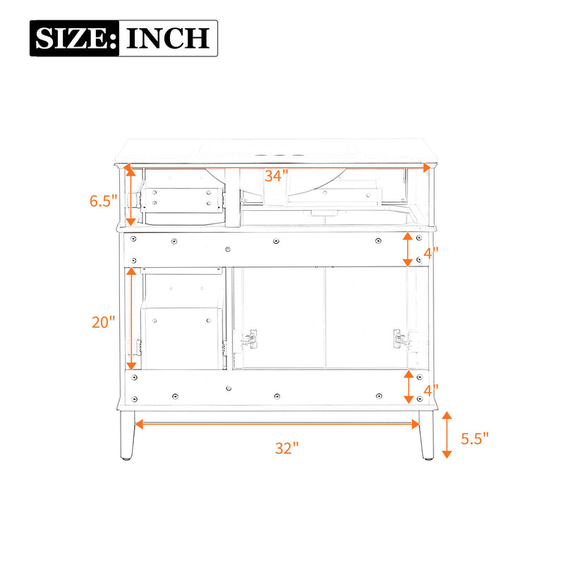 Bathroom Vanity With Sink, Soft Close Doors, 4 Storage Drawers