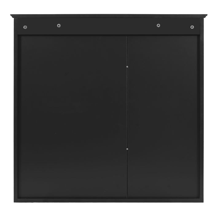 Wall Mounted Mirror Medicine Cabinet, Bathroom Storage With Doors And Open Shelves