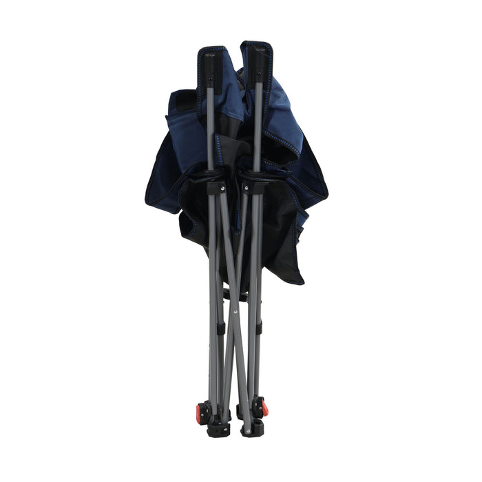 Outdoor Camping Chairs Folding Portable Adjustable Reclining Chair With Side Pockets & Cup Holder - Dark Blue