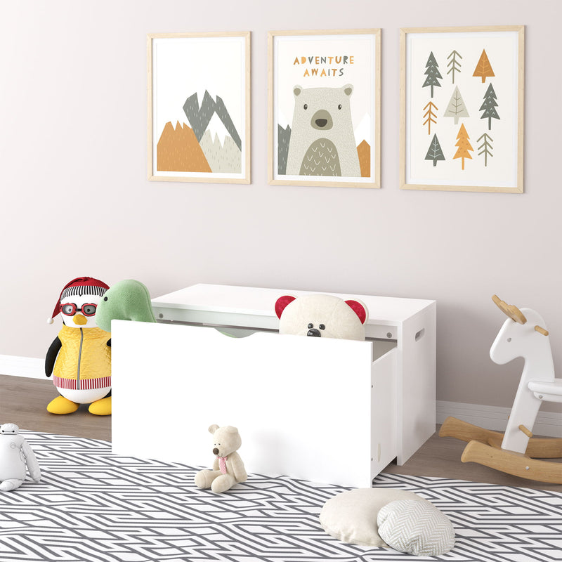 Toy Storage Organizer With Rolling Drawer, Chest With Wheels, Large Pull Out Bin For Nursery - White