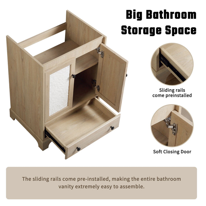 Bathroom Vanity With Basin, 1 Drawer Free Standing Storage - Brown