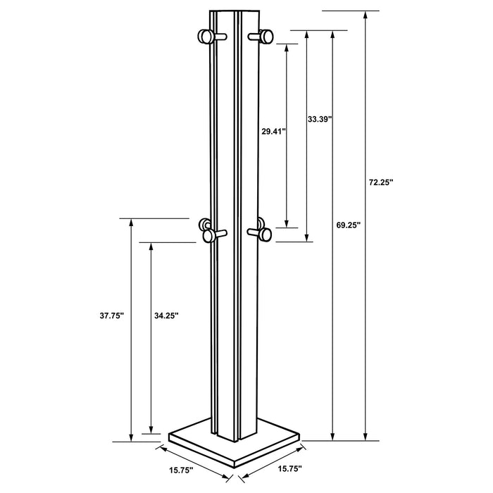 Rawlins - Coat Rack With 8 Hooks - Walnut