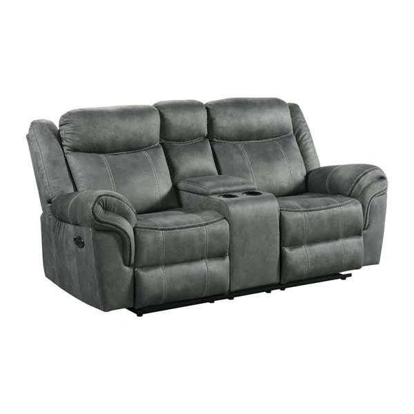 Sorrento 3PC Living Room Set in FB367 Charcoal-Sofa, Loveseat & Recliner