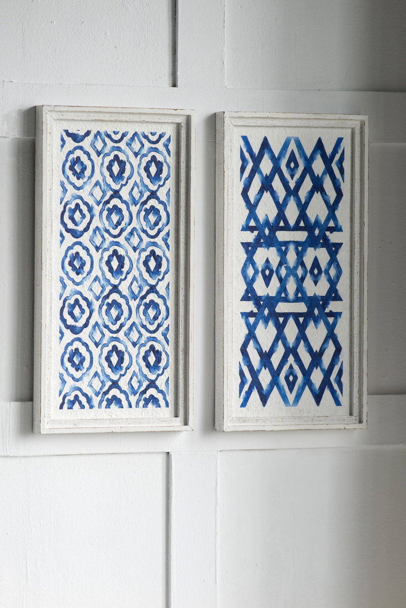Hanging Sculptures, Modern Wall Art Decor (Set of 2) - White / Blue
