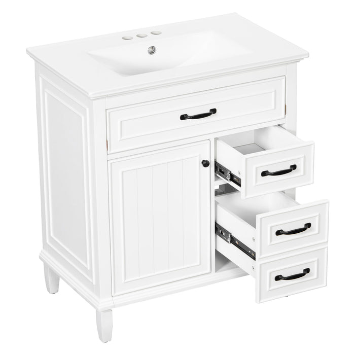 Bathroom Vanity With Sink Top, Flip Drawers, Adjustable Shelf