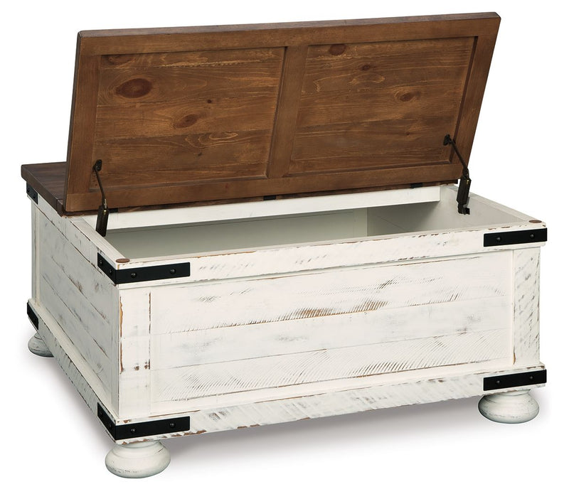 Wystfield - Cocktail Table with Storage - White / Brown